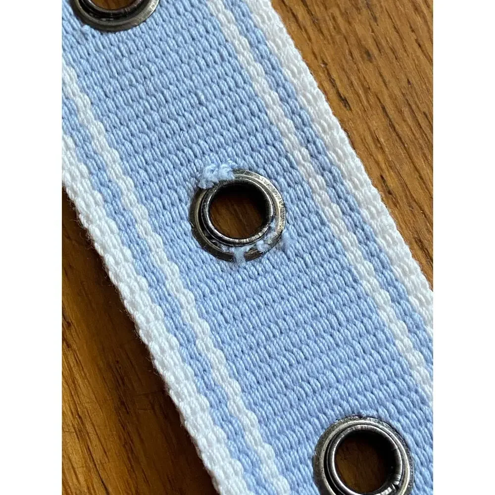 Distressed Blue/White Cotton Grommet Belt sz XS